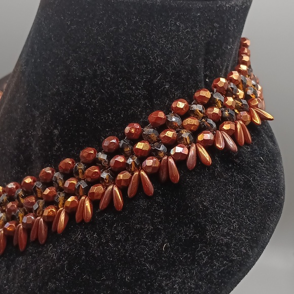 Vintage Beaded Necklace with Sterling Rose Toggle Colsure - Picture 4 of 7